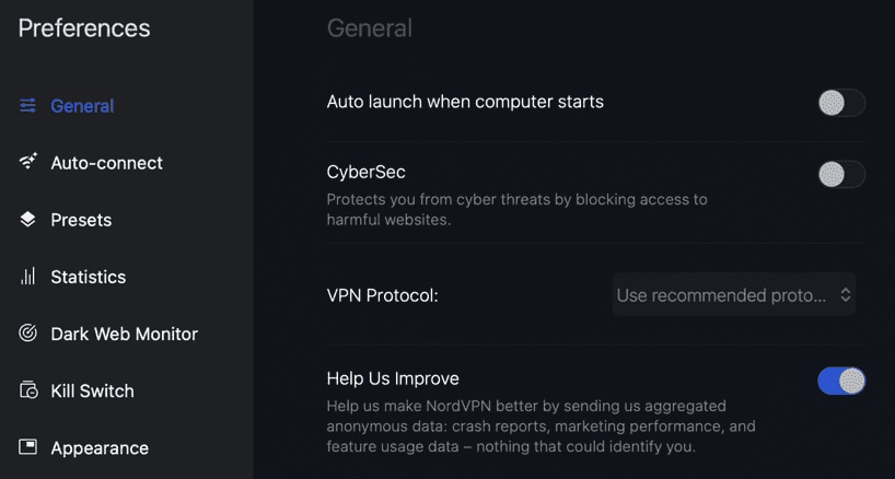 nordvpn-cybersec-option